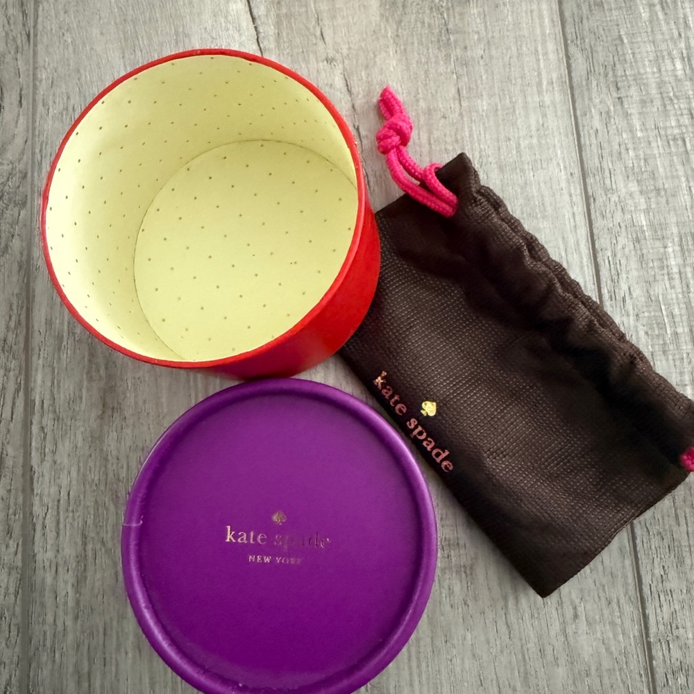 Kate Spade Red and Purple Round Box with Brown Pouch